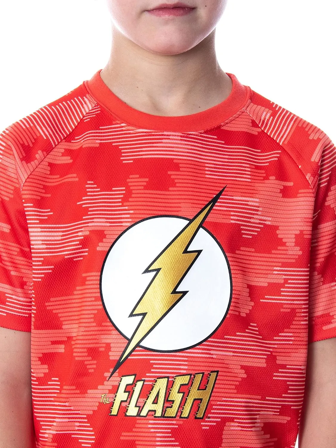 DC Comics Boys' Justice League Digital Camo The Flash Superhero 2 Piece Short-Sleeve Pajama Short Set