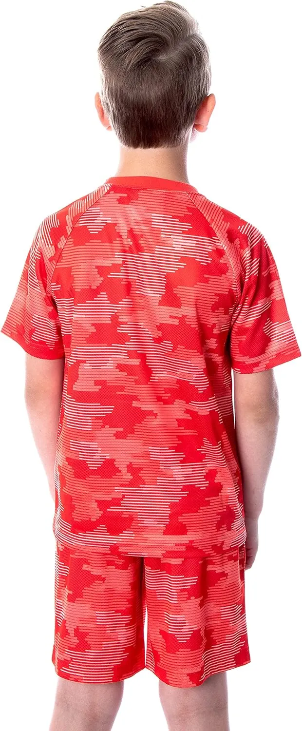 DC Comics Boys' Justice League Digital Camo The Flash Superhero 2 Piece Short-Sleeve Pajama Short Set