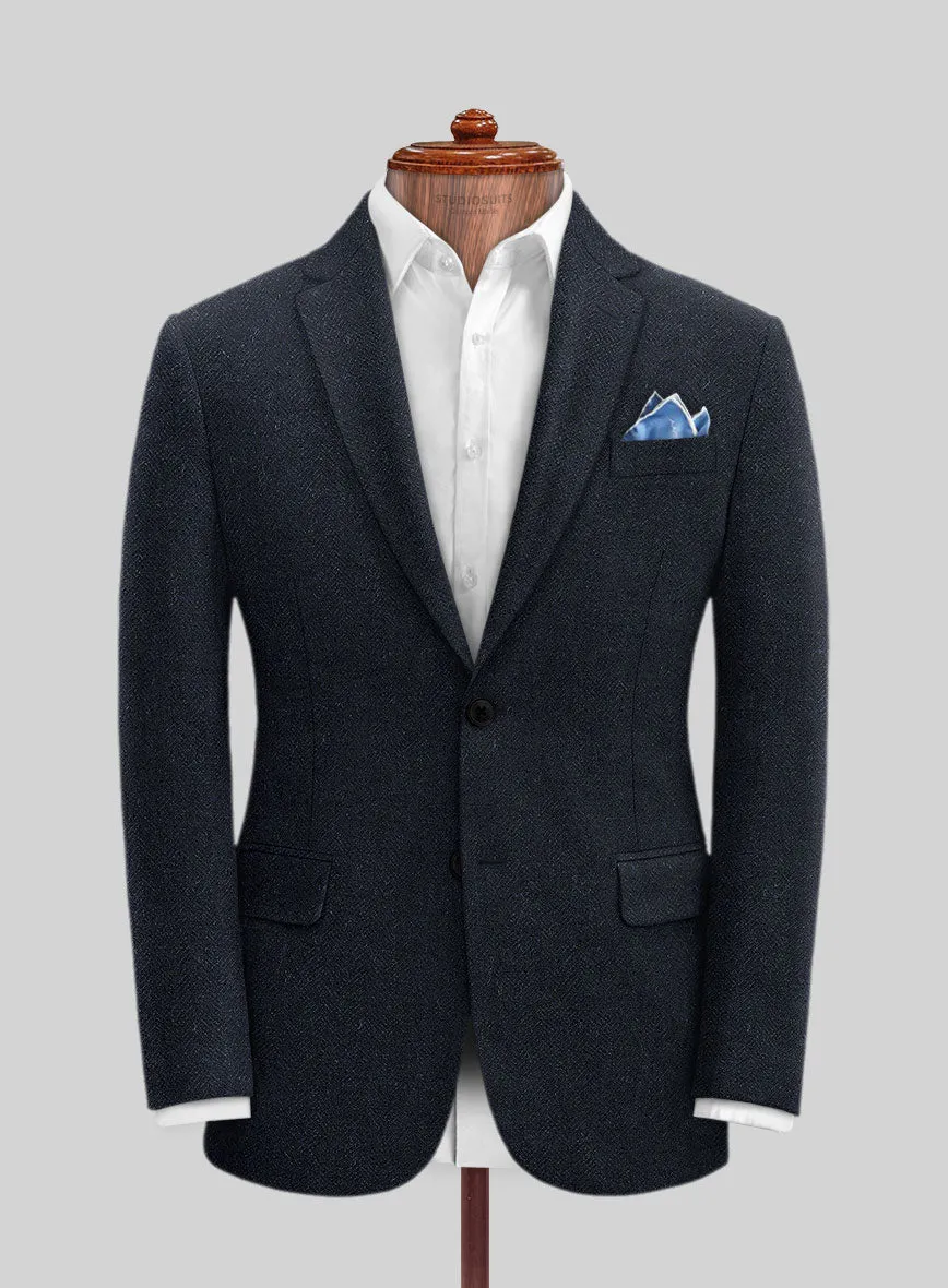 Deep Blue Herringbone Tweed Suit
