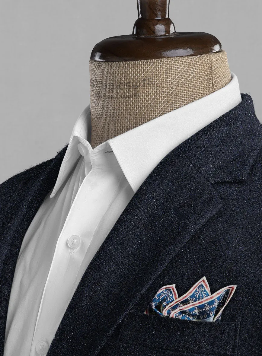 Deep Blue Herringbone Tweed Suit