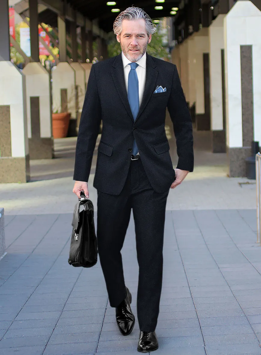 Deep Blue Herringbone Tweed Suit
