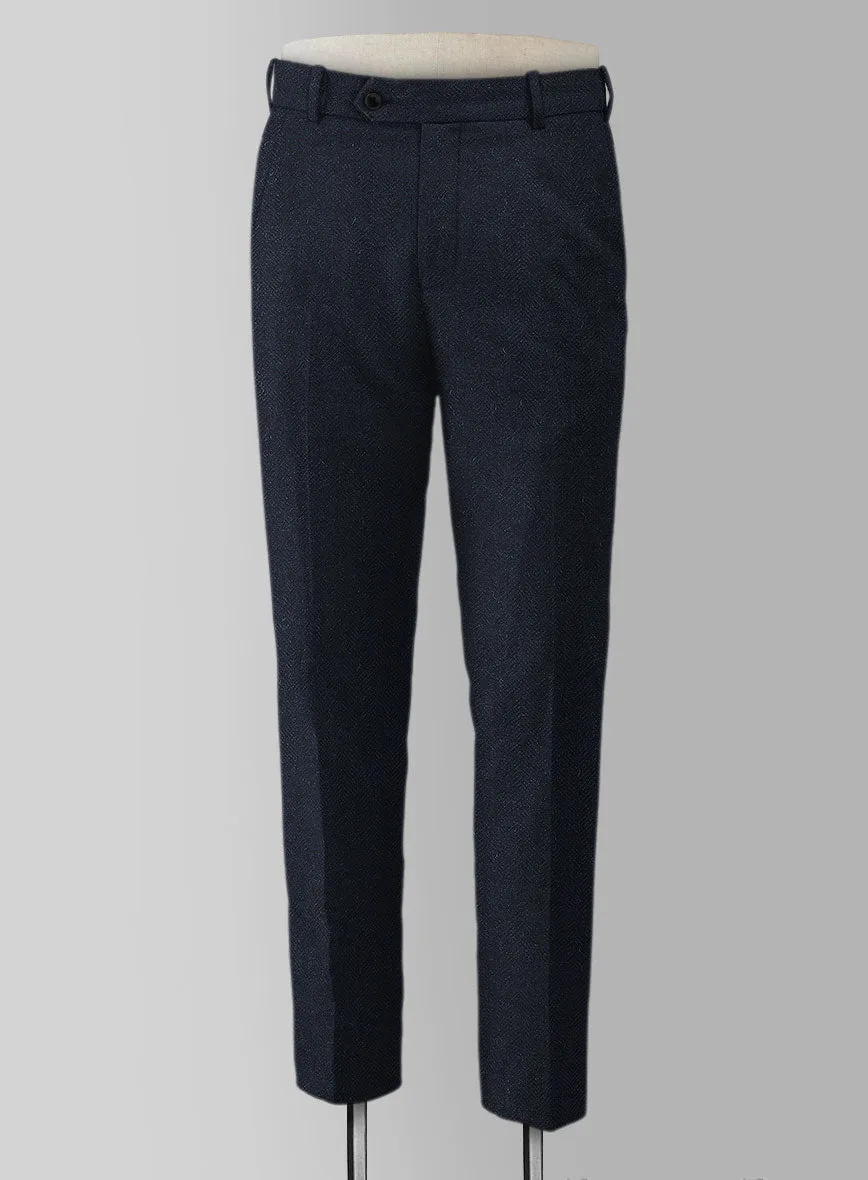 Deep Blue Herringbone Tweed Suit