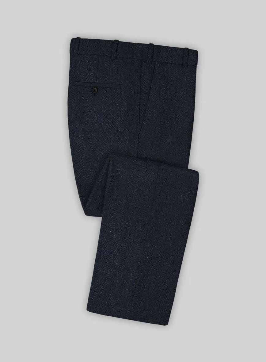 Deep Blue Herringbone Tweed Suit