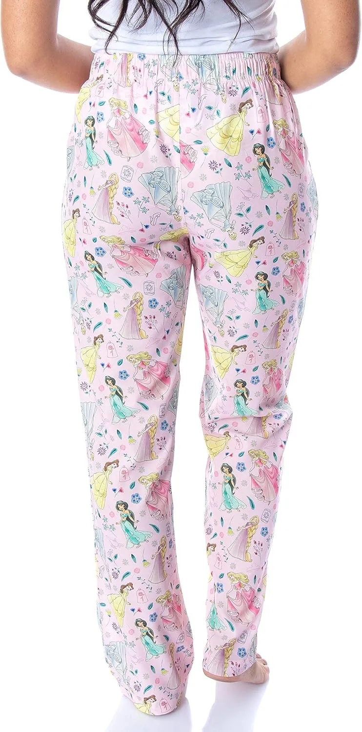 Disney Princess Women's Belle Cinderella Rapunzel Jasmine Aurora Silky Soft Sleepwear Pajama Pants