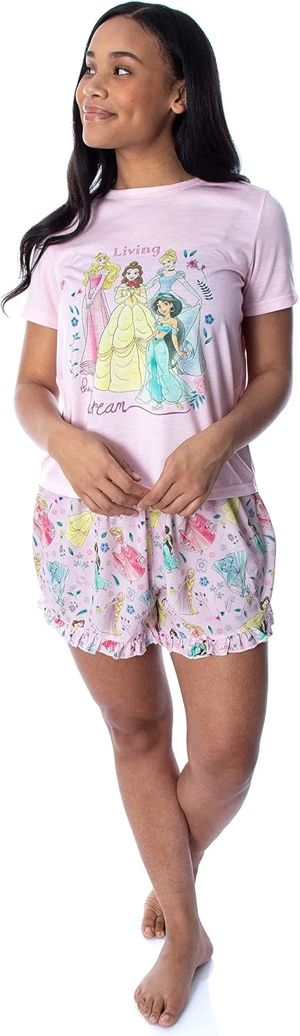 Disney Princess Women's Living The Dream Shirt and Shorts Loungewear Pajama Set
