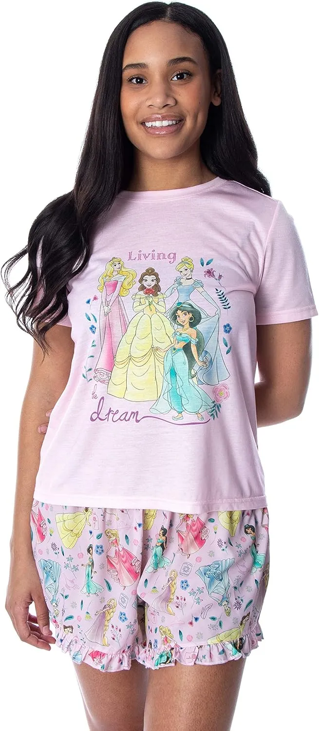 Disney Princess Women's Living The Dream Shirt and Shorts Loungewear Pajama Set