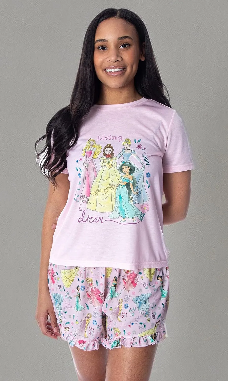 Disney Princess Women's Living The Dream Shirt and Shorts Loungewear Pajama Set