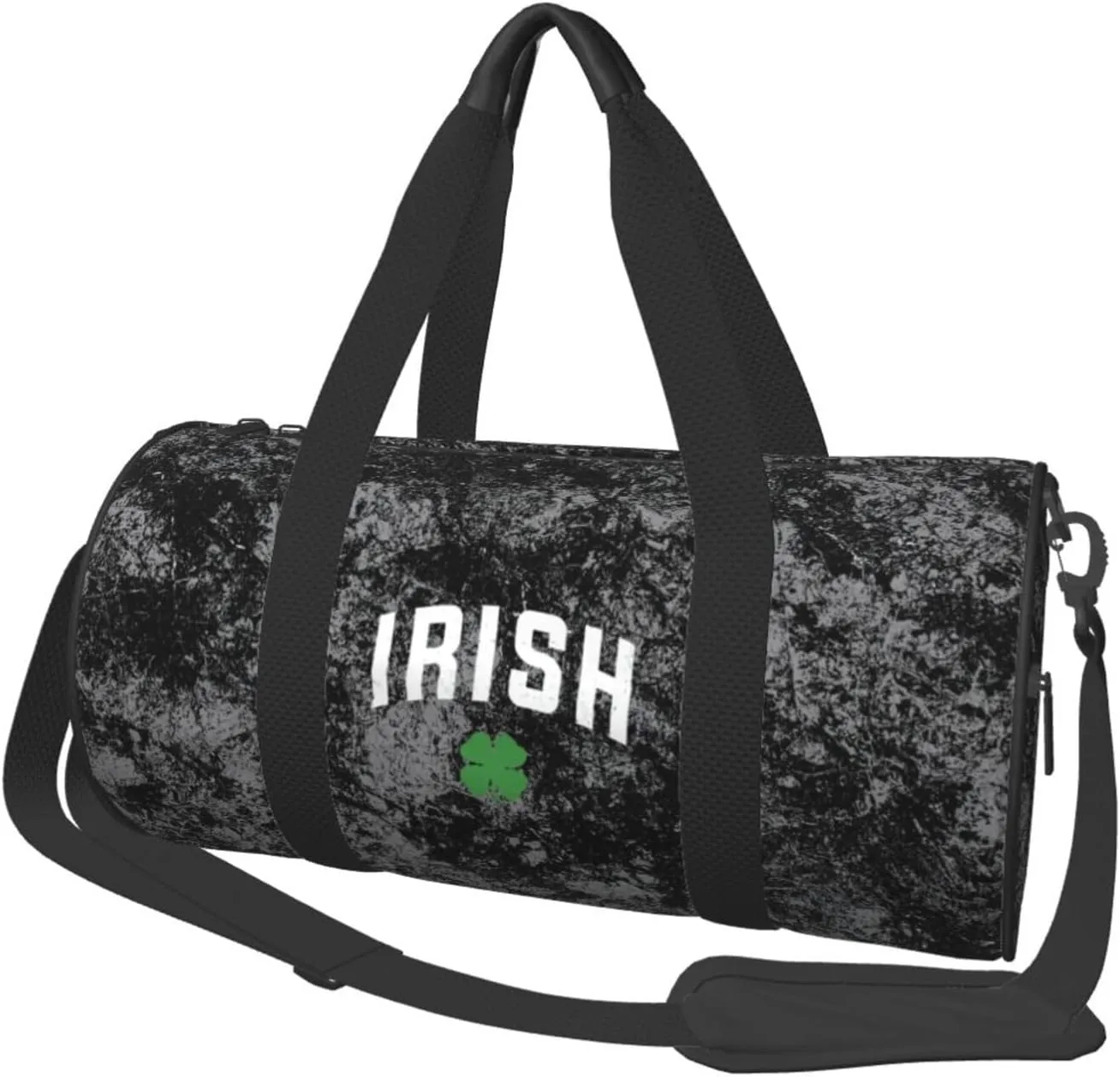 Distressed Irish St Paddys Day Shamrock Convertible Garment Bag with Shoulder Strap, Carry on Garment Duffel Bag for Men Women - Rolling Foldable for Travel Luggage Bags (Black)
