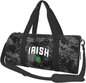 Distressed Irish St Paddys Day Shamrock Convertible Garment Bag with Shoulder Strap, Carry on Garment Duffel Bag for Men Women - Rolling Foldable for Travel Luggage Bags (Black)
