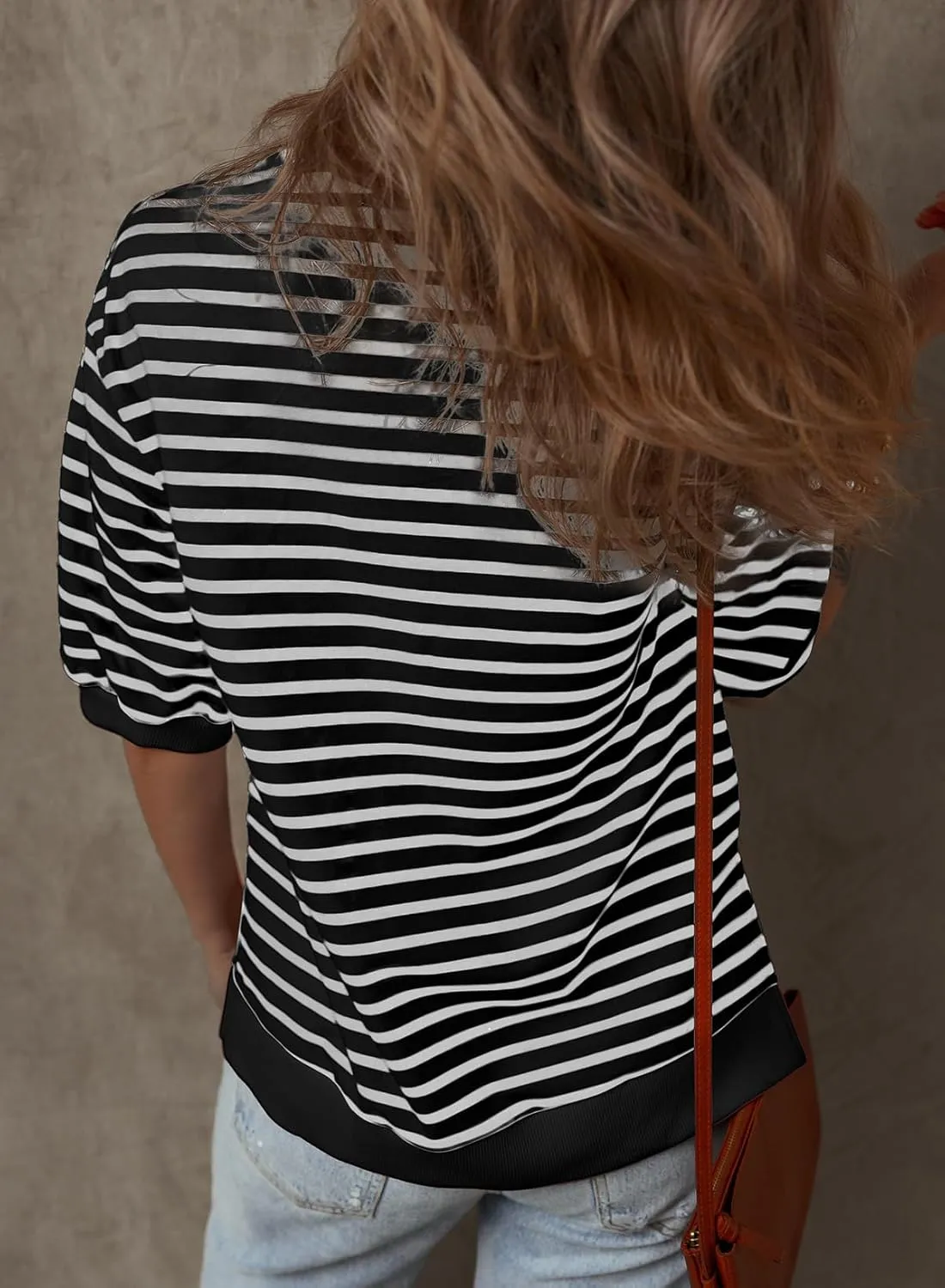 Dokotoo Sweatshirt for Women Fashion Summer Tops Striped Casual Color Block T Shirt Casual Pullover