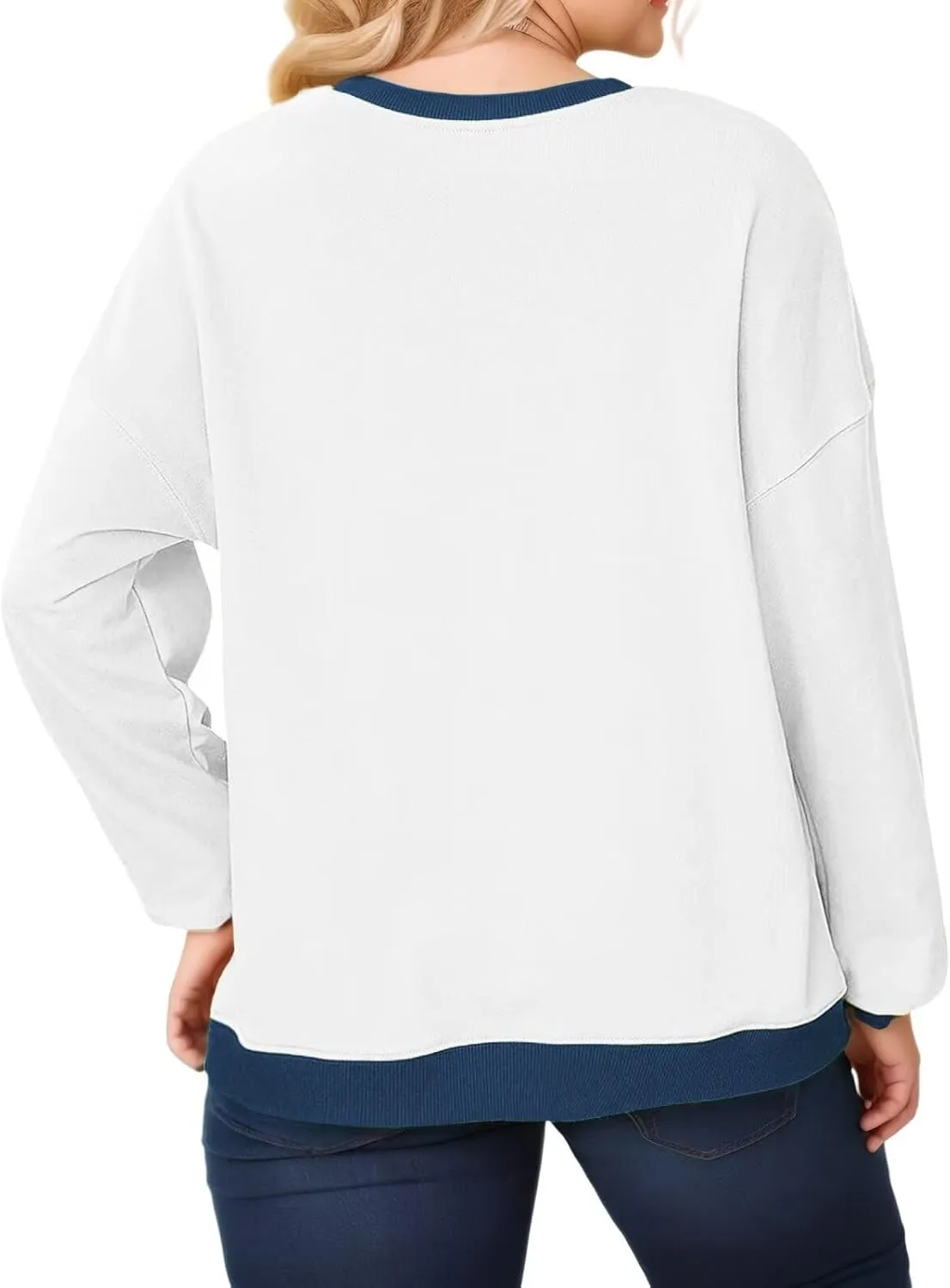 DOLNINE Plus-Size-Sweatshirts for Women Oversized Long Sleeve Tops Casual Crewneck Colorblock Pullover Tunic Shirts