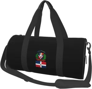 Dominican Republic Flag Emblem Convertible Garment Bag with Shoulder Strap, Carry on Garment Duffel Bag for Men Women - Rolling Foldable for Travel Luggage Bags (Black)