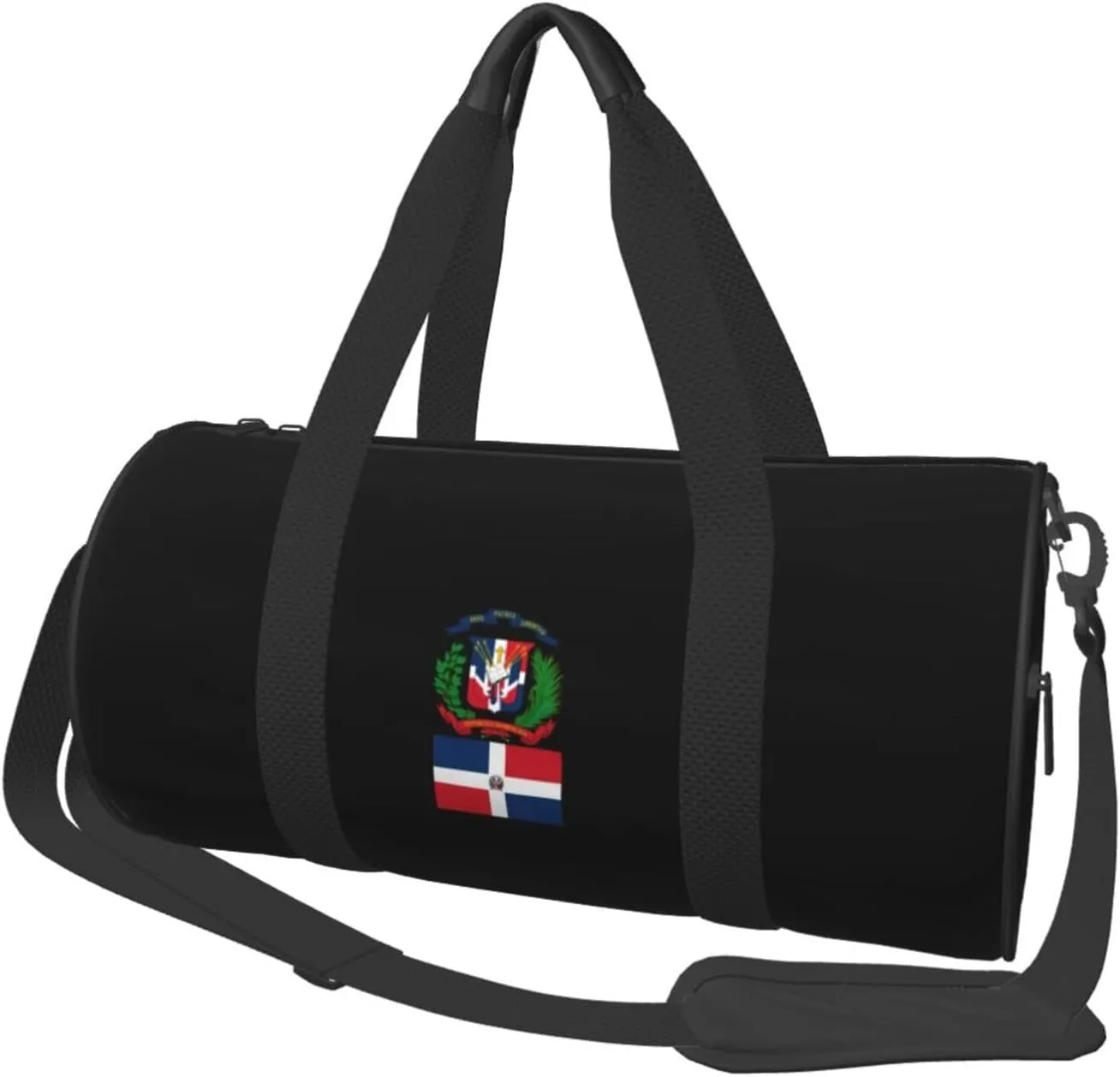 Dominican Republic Flag Emblem Convertible Garment Bag with Shoulder Strap, Carry on Garment Duffel Bag for Men Women - Rolling Foldable for Travel Luggage Bags (Black)