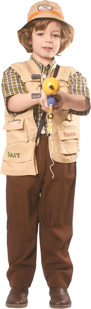 Dress Up America Fisherman Costume for Boys - Kids Fishing Hat and Vest - Explorer Outfit for Children