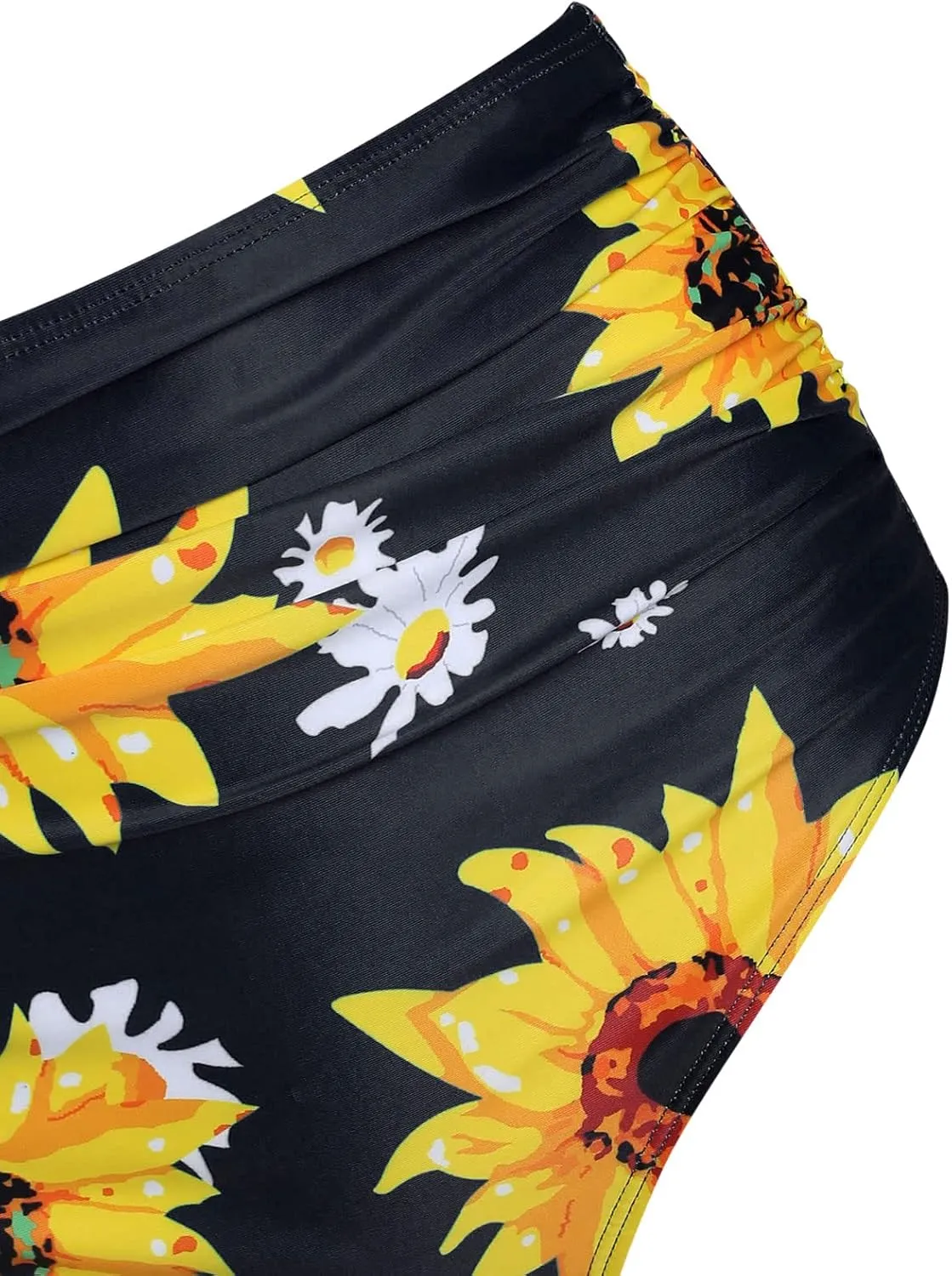 DRESSFO Women Bikini Set Two Piece Swimsuits Sunflower High Waisted Bottom Halter Knot Wrap Bikini