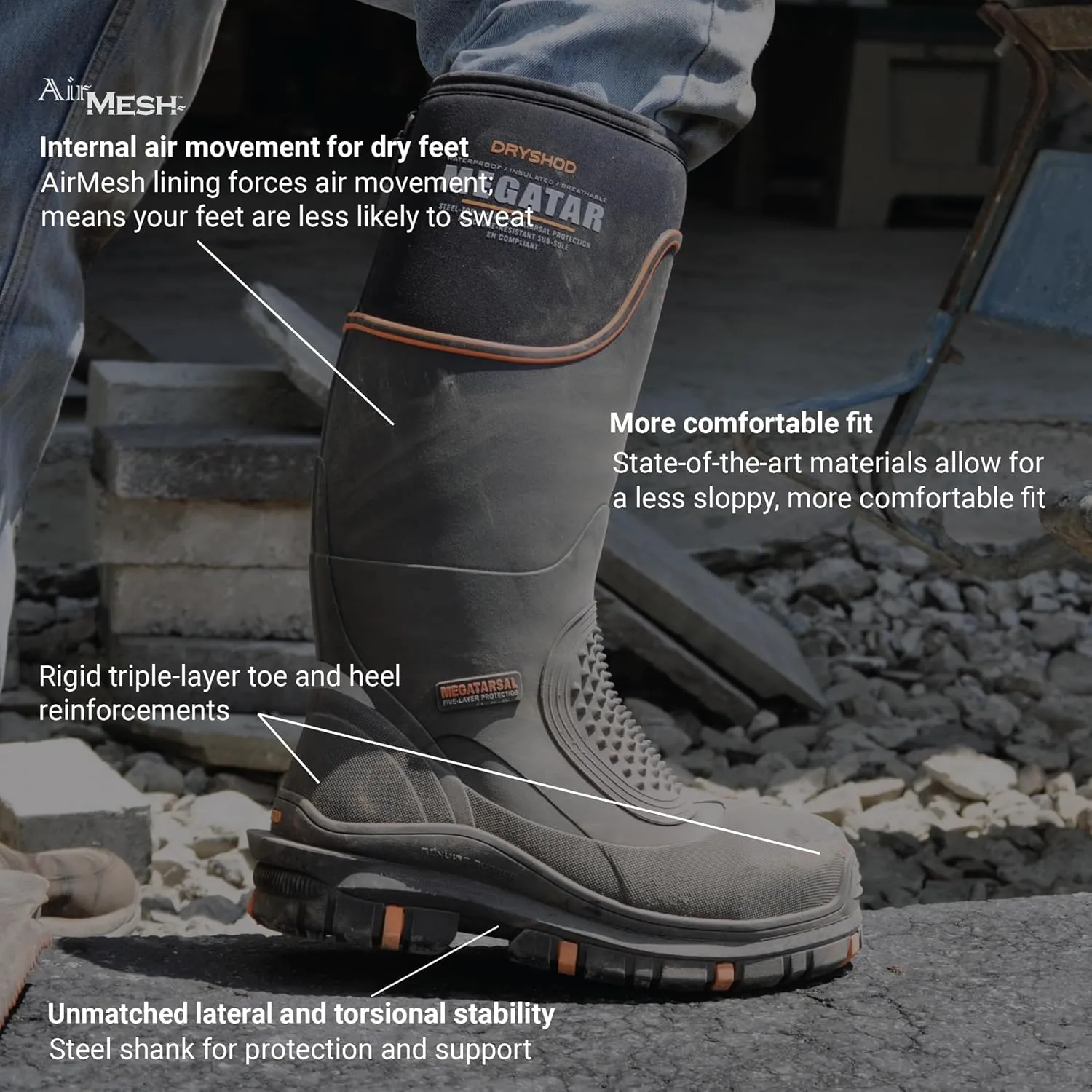 Dryshod Men's Megatar Met Guard Steel Toe Work Boot