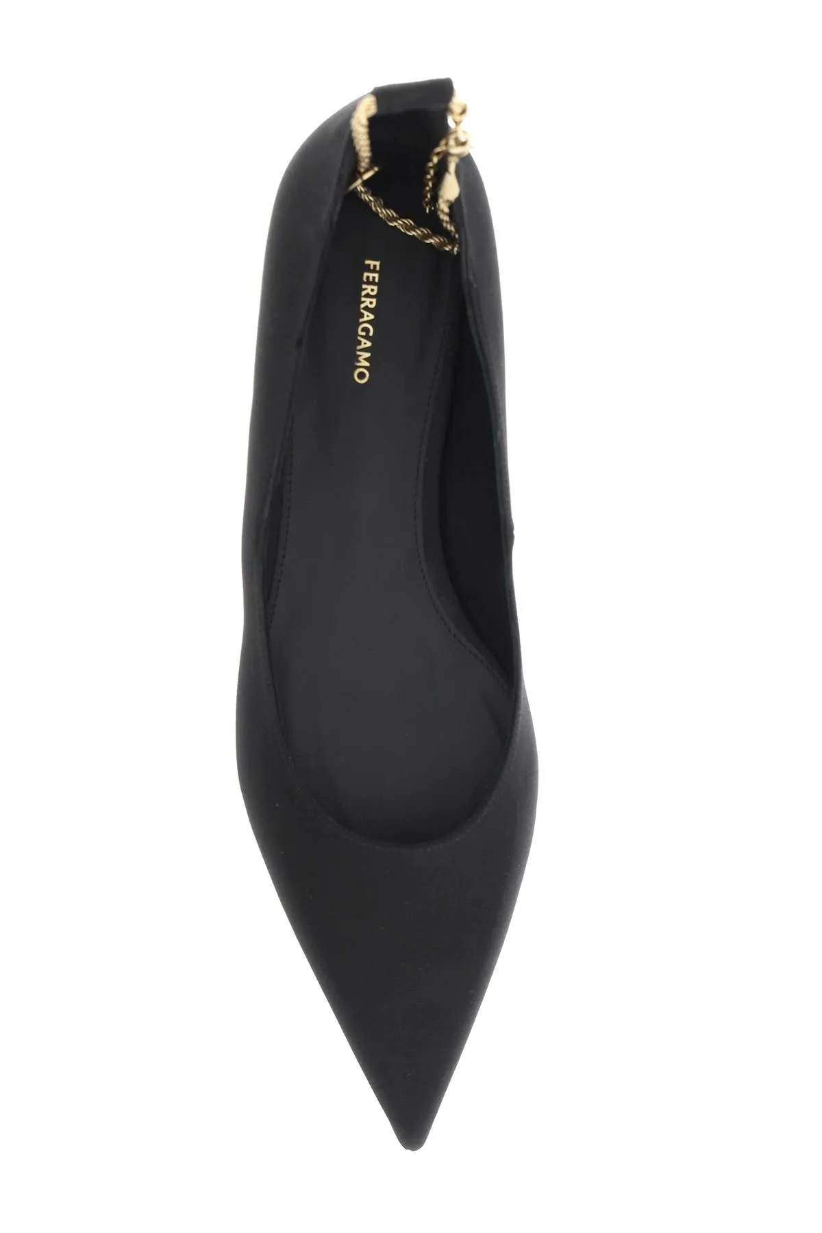 Ferragamo Ballet Flats With Ankle Chain