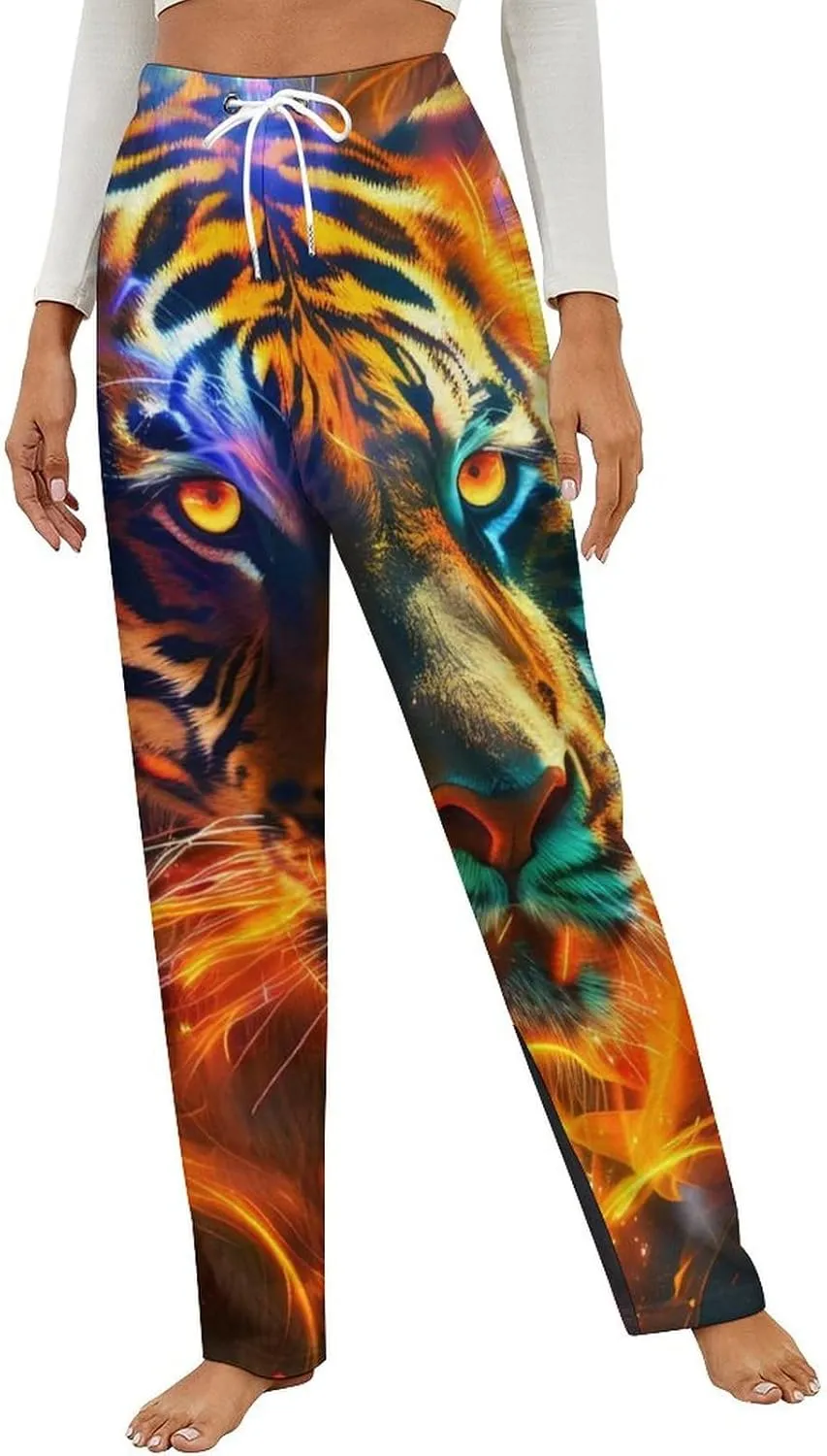 Fire Tiger Women's Pajama Pants Fleece Warm Pj Bottoms Sleepwear Lounge Pants Loungewear