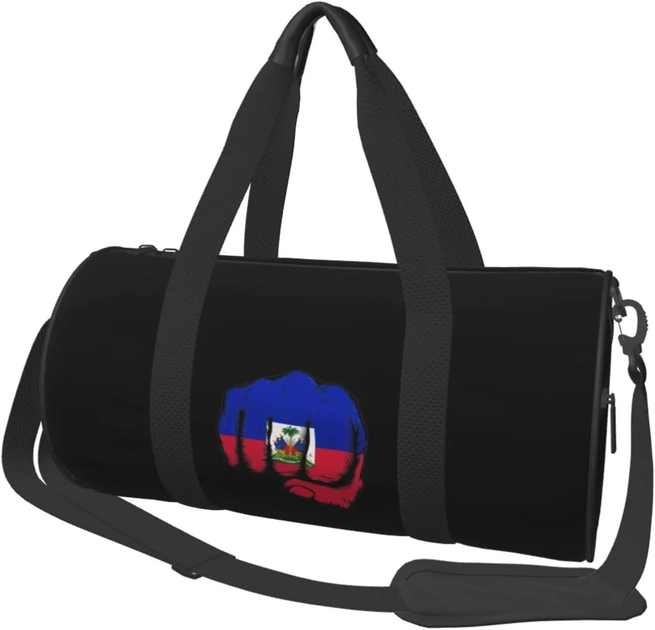 Flag Haiti Fist Power Convertible Garment Bag with Shoulder Strap, Carry on Garment Duffel Bag for Men Women - Rolling Foldable for Travel Luggage Bags (Black)