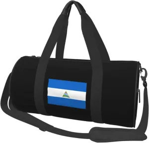 Flag of Nicaragua Convertible Garment Bag with Shoulder Strap, Carry on Garment Duffel Bag for Men Women - Rolling Foldable for Travel Luggage Bags (Black)