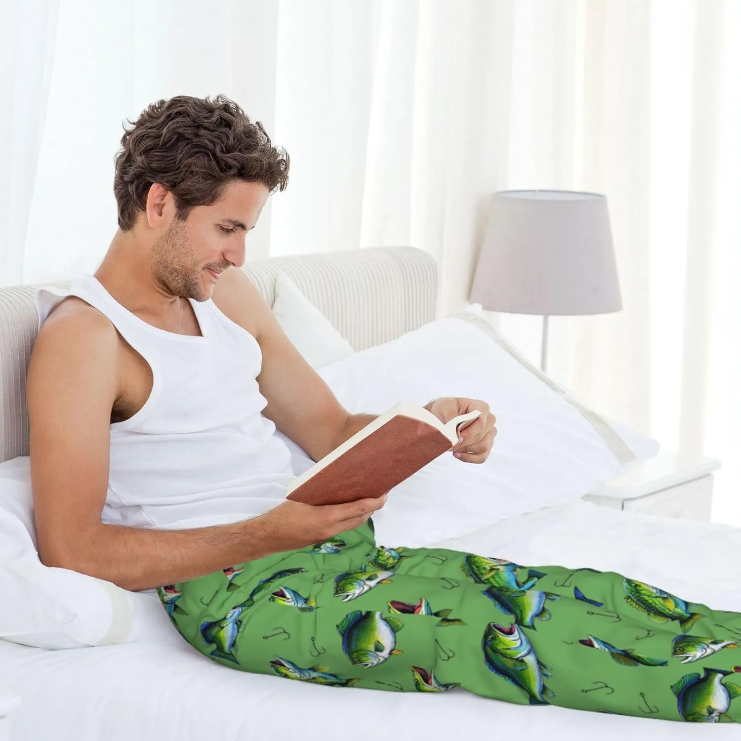 Funny Mens Pajama Pants Lounge Soft Sleep Pant Men Pajama Bottoms with Pockets Drawstring