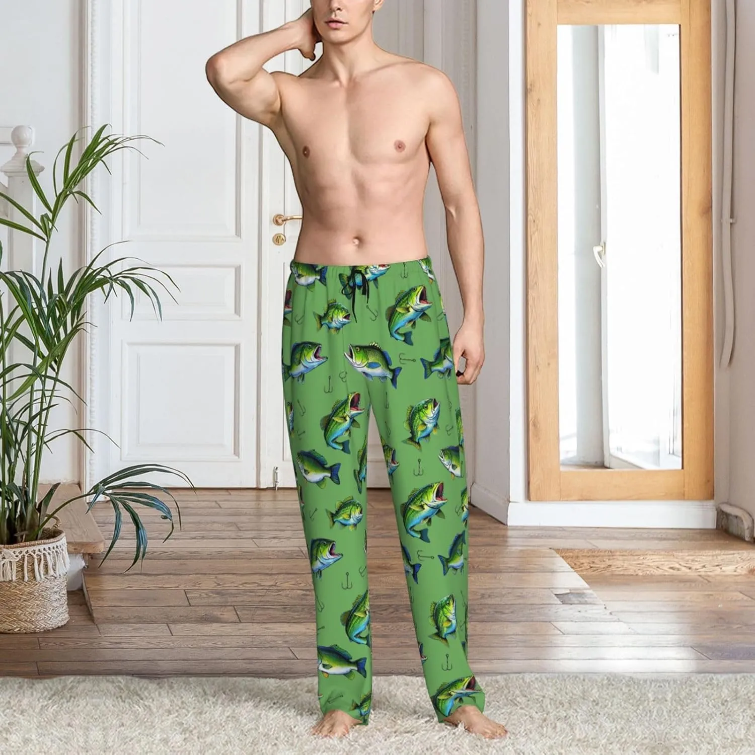 Funny Mens Pajama Pants Lounge Soft Sleep Pant Men Pajama Bottoms with Pockets Drawstring