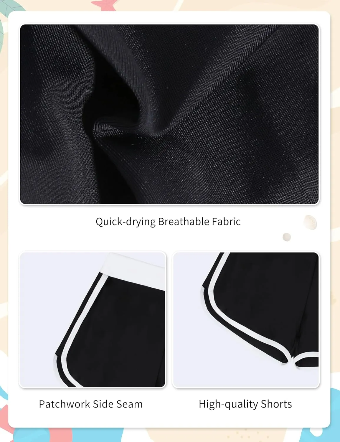 Girls Bikini 3PCS Swim Sets Color Block Crop Top Briefs with Shorts for 7-16 Years