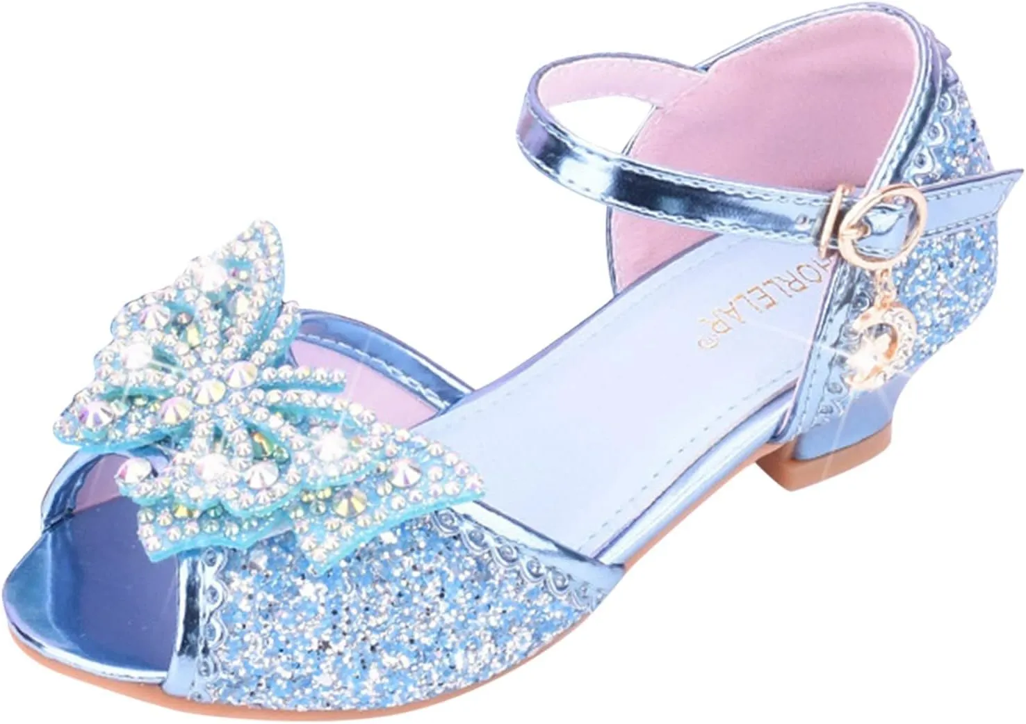 Girls Party Wedding Sandals Kids rystal Heels Open Toe Bow Formal Dress Shoes Princess Bridesmaid Shining Sandals