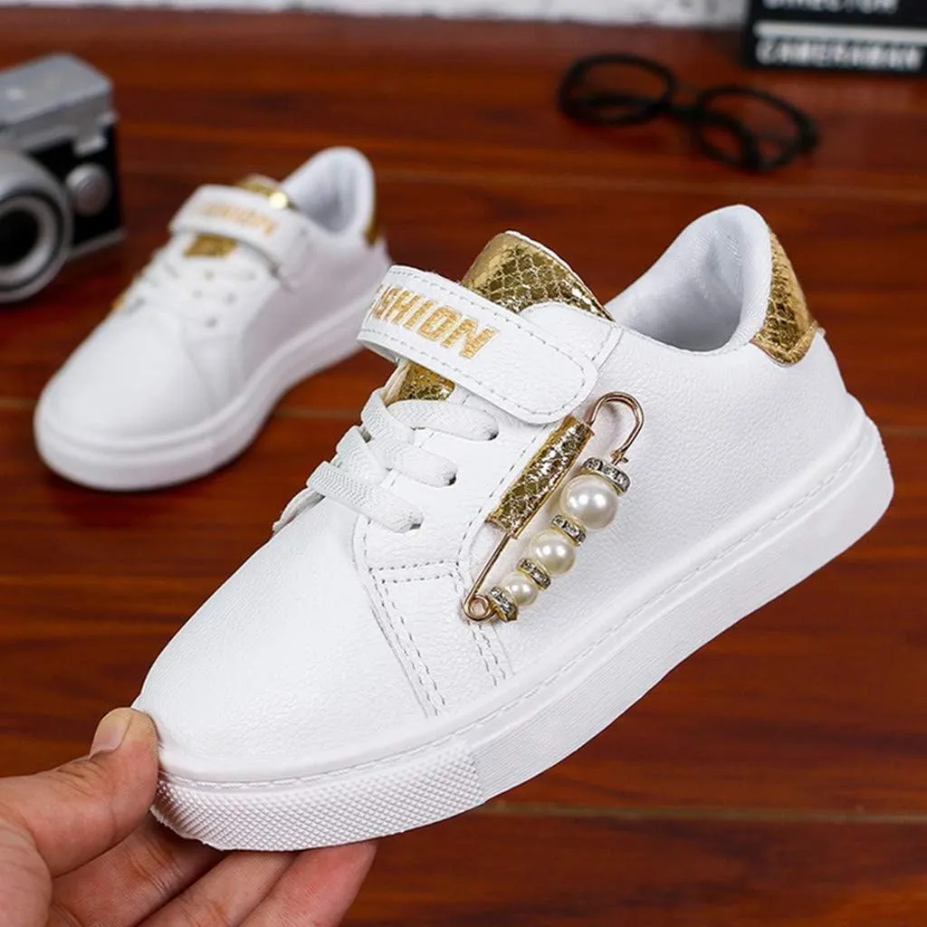 Girls Tennis Running Shoes Fashion Lightweight Athletic Walking Sneakers Children Flat Sport Shoes for Little Girls