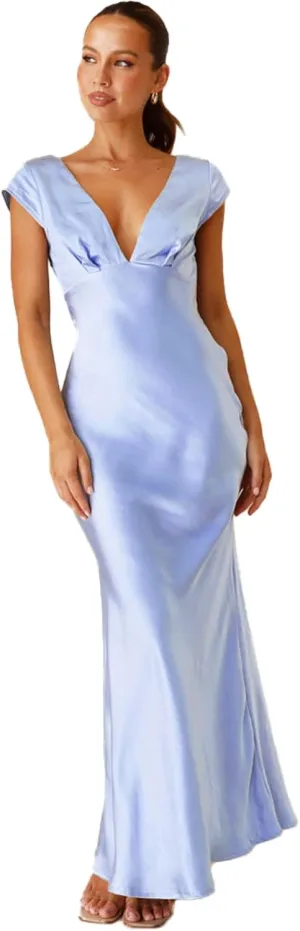 Gladtbser Women's Sexy Deep V-Neck Long Dress Elegant Sleeveless Bodycon Party Evening Gown Maxi Dress Club Long Skirt