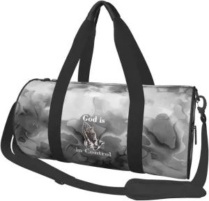 God is in Control Praying Hands of God Convertible Garment Bag with Shoulder Strap, Carry on Garment Duffel Bag for Men Women - Rolling Foldable for Travel Luggage Bags (Black)