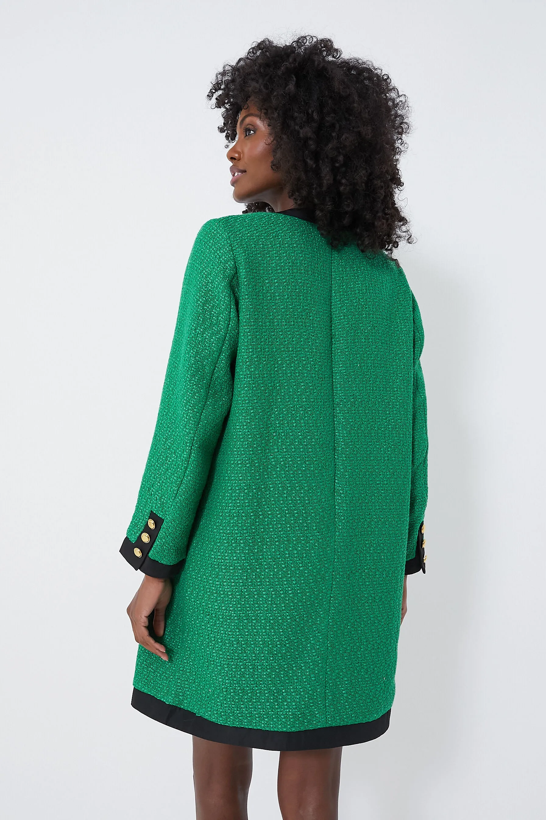 Green Coco Tweed Bow Dress