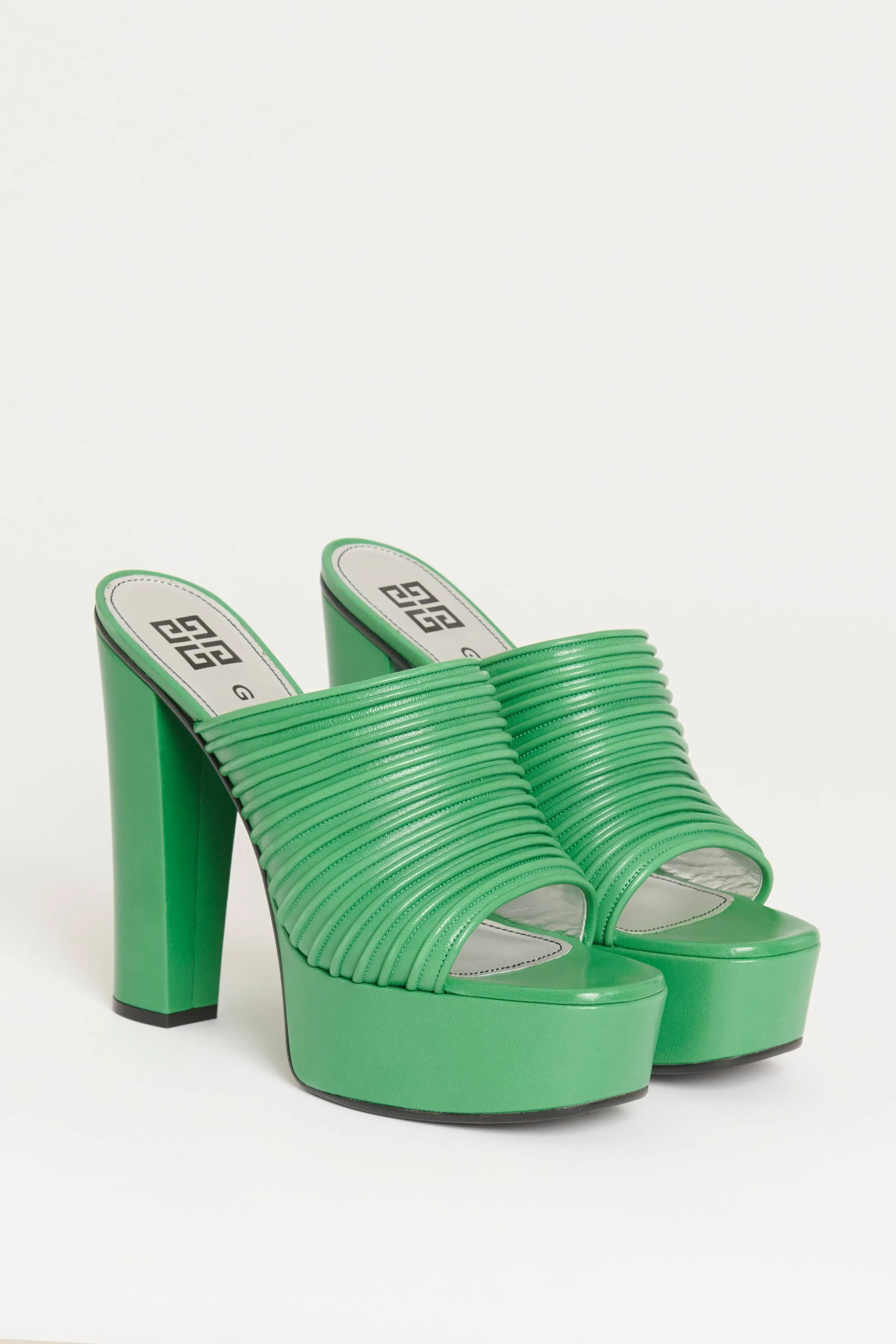 Green Leather Look Book Preowned Mule