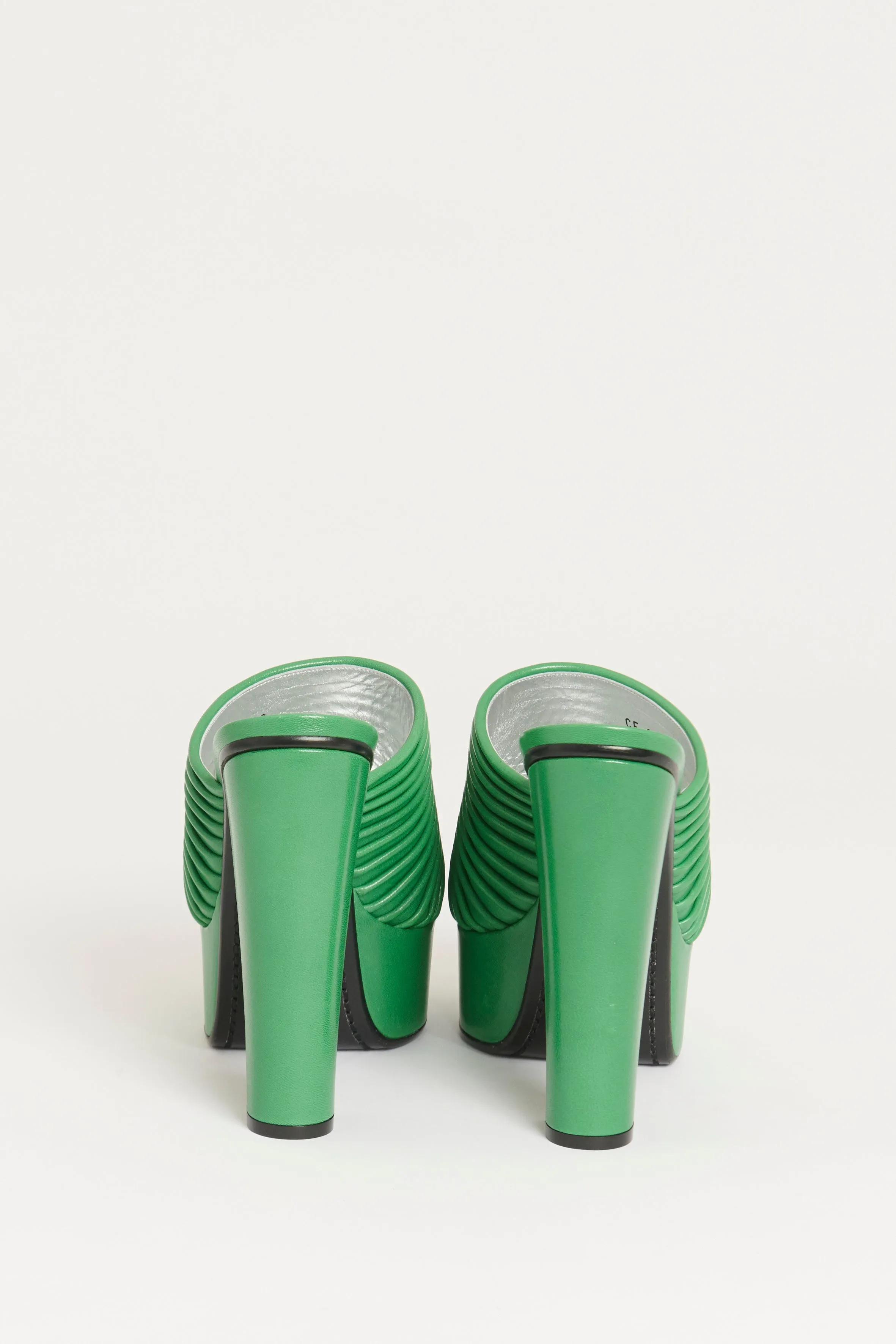 Green Leather Look Book Preowned Mule