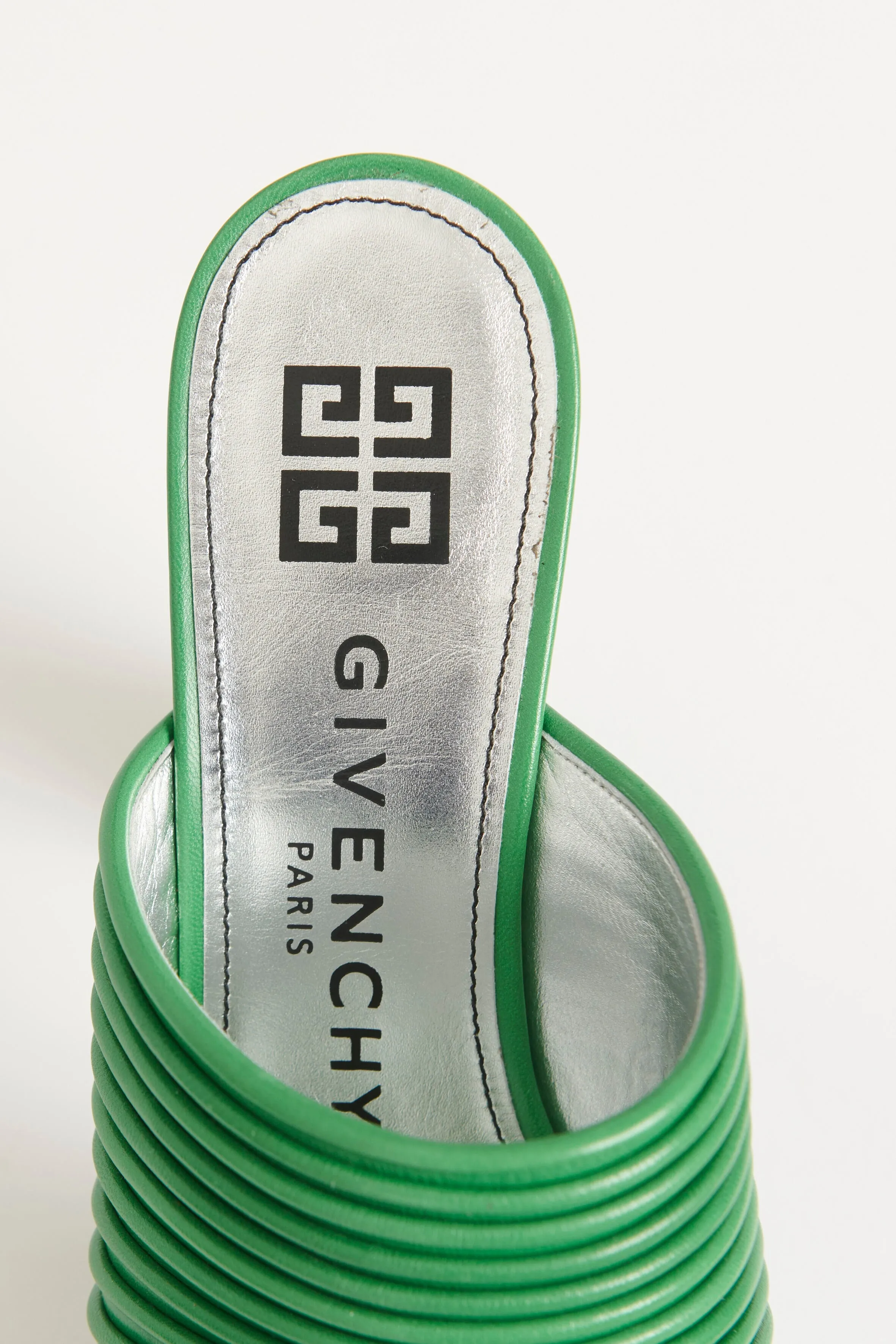 Green Leather Look Book Preowned Mule