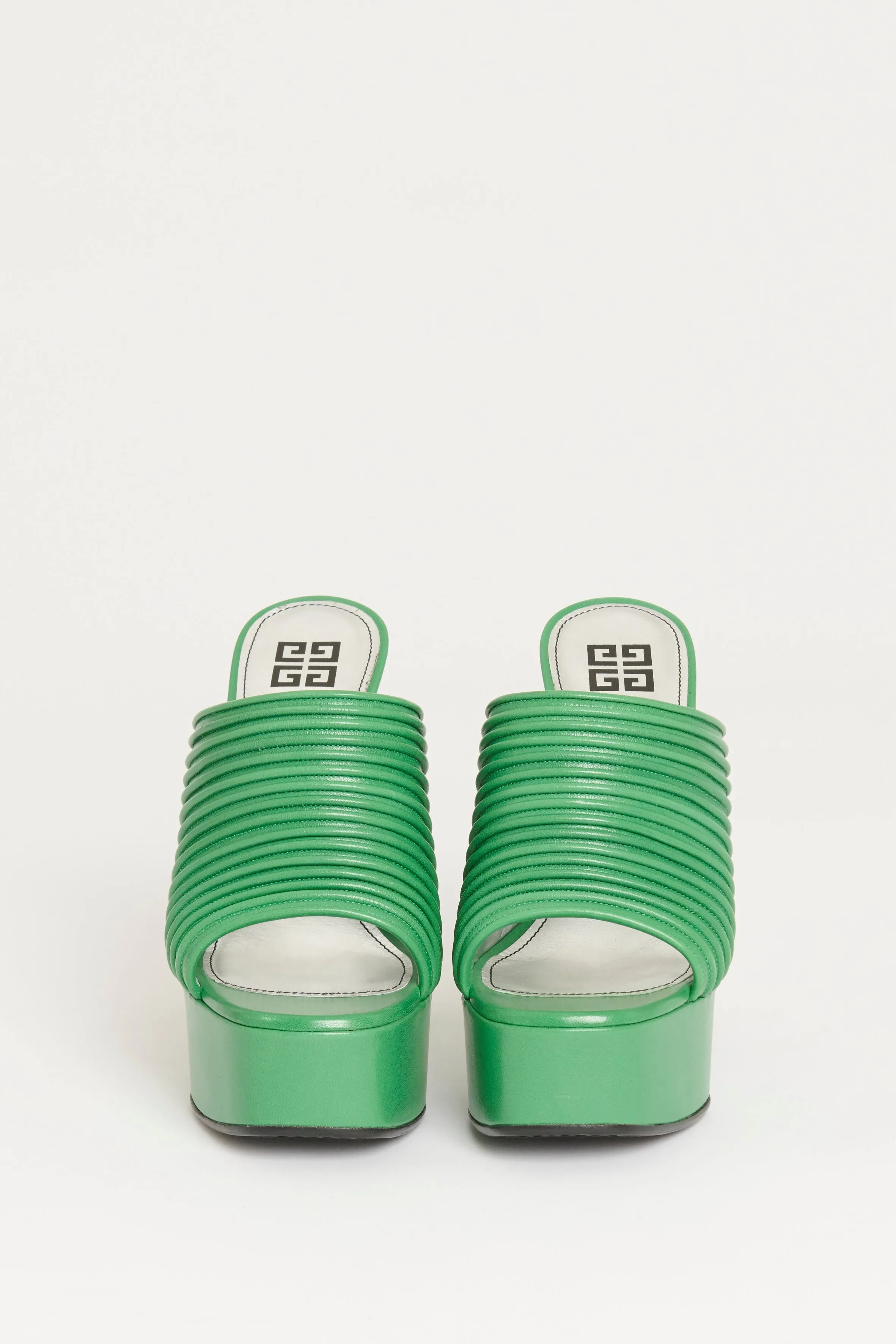 Green Leather Look Book Preowned Mule