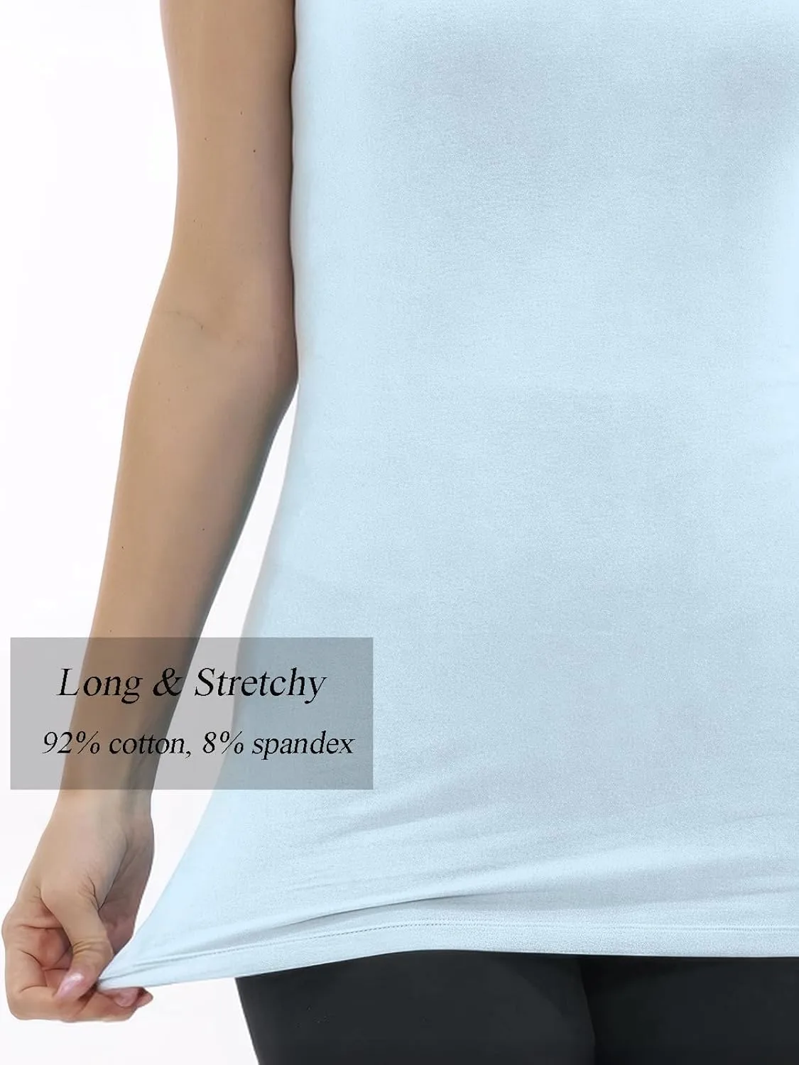 H HIAMIGOS Racerback Long Tank Tops for Women Stretchy Cotton Sleeveless Undershirts Gym Workout Sports Shirts 3 Packs