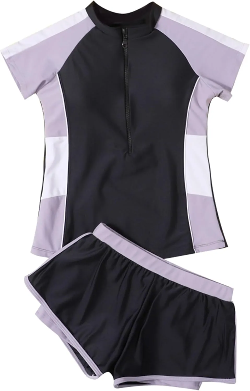 Happy Cherry Kids Girls Rash Guard Two/One Piece Bathing Suit UPF 50  Swimsuit with Ruffle Skirt/Shorts