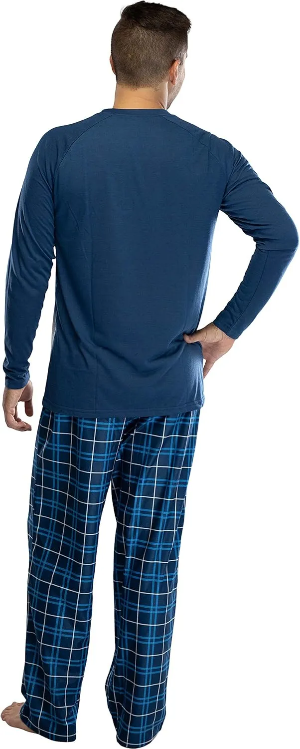 Harry Potter Adult Men's Raglan Shirt And Plaid Pants Pajama Set -Gryffindor, Ravenclaw, Slytherin, Hufflepuff