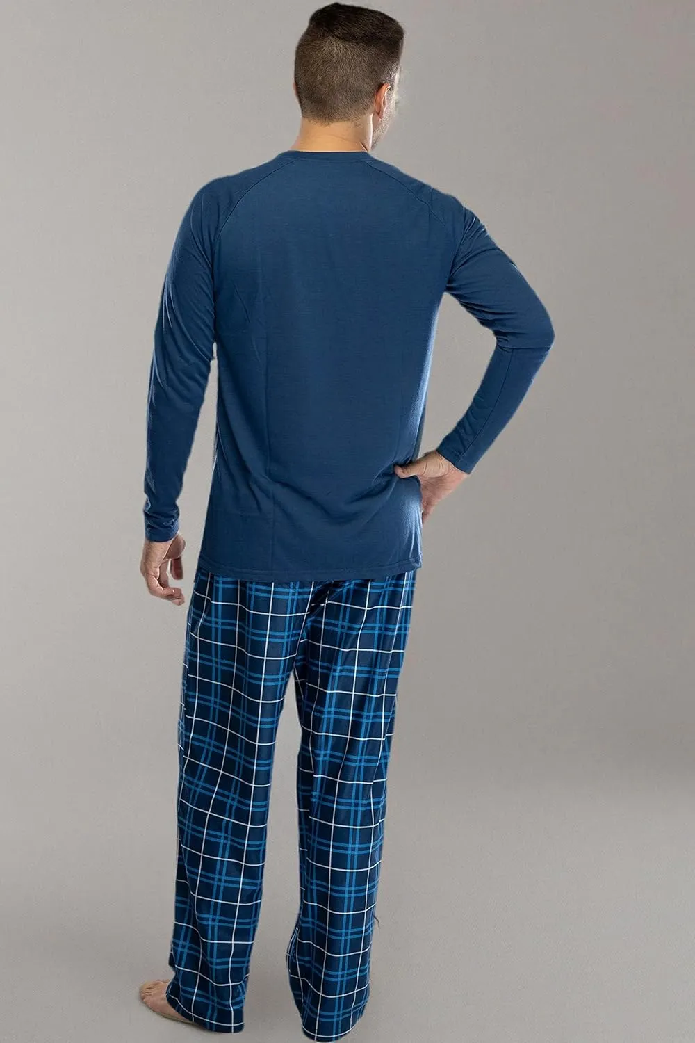 Harry Potter Adult Men's Raglan Shirt And Plaid Pants Pajama Set -Gryffindor, Ravenclaw, Slytherin, Hufflepuff