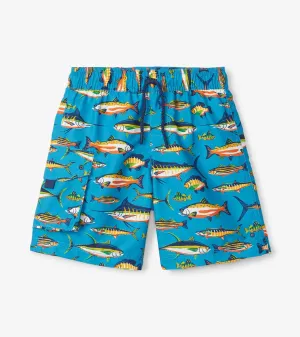 Hatley Boys Swim Board Shorts, Lots Of Fish, 4 Years