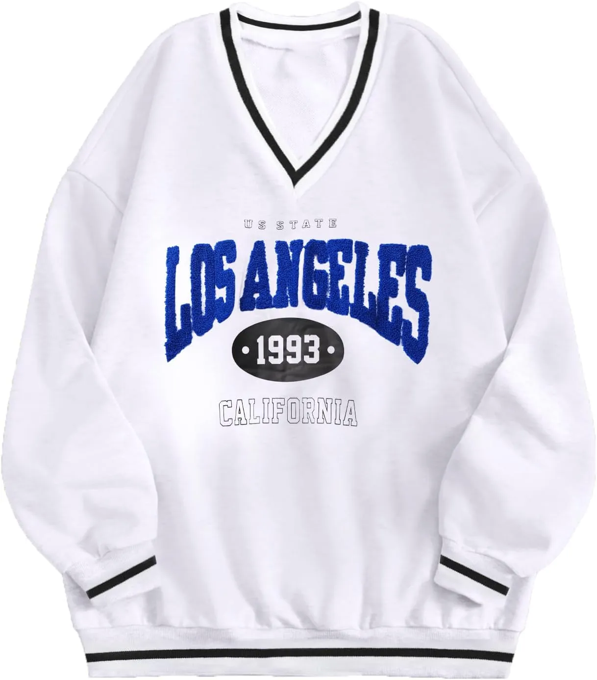 Hilinker Womens Graphic Oversized Sweatshirts V Neck Long Sleeve Pullover Tops