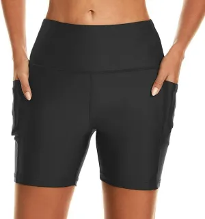 HODOSPORTS Women's 3''/5''/7''/9'' Swim Shorts UPF 50  High Waisted Board Shorts with Pockets Liner Quick Dry Swimsuit Bottom