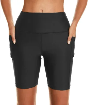 HODOSPORTS Women's 3''/5''/7''/9'' Swim Shorts UPF 50  High Waisted Board Shorts with Pockets Liner Quick Dry Swimsuit Bottom