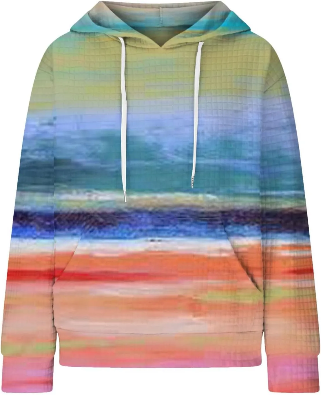 Hoodies for Women Waffle Knit Tops for Women Oversized Waffle Knit Shirt Hoodies for Women with Pocket Fall Sweatshirt 2024
