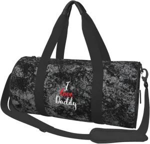 I Love Daddy Convertible Garment Bag with Shoulder Strap, Carry on Garment Duffel Bag for Men Women - Rolling Foldable for Travel Luggage Bags (Black)