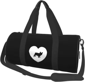 I Love French Bulldog Convertible Garment Bag with Shoulder Strap, Carry on Garment Duffel Bag for Men Women - Rolling Foldable for Travel Luggage Bags (Black)