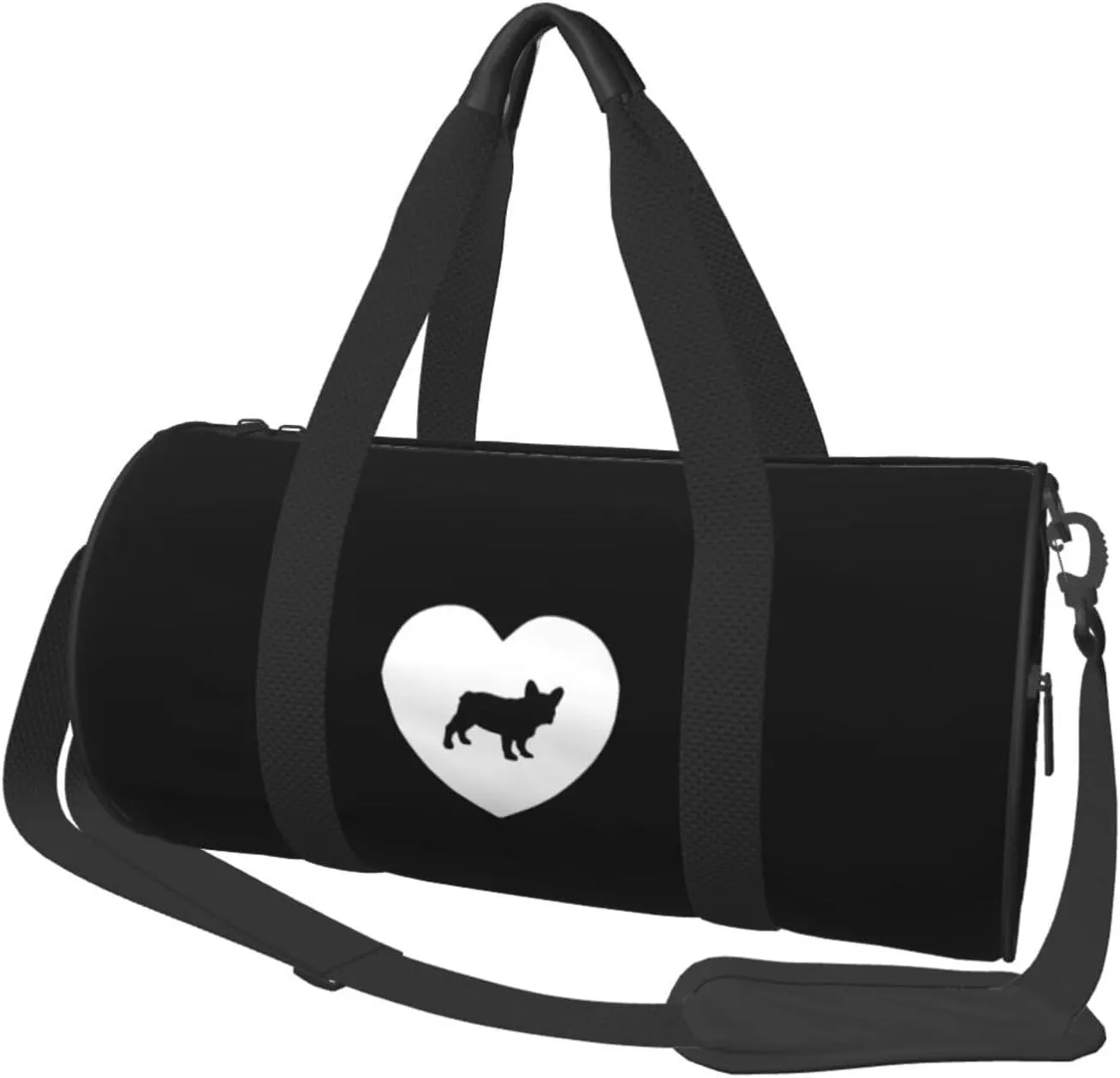 I Love French Bulldog Convertible Garment Bag with Shoulder Strap, Carry on Garment Duffel Bag for Men Women - Rolling Foldable for Travel Luggage Bags (Black)