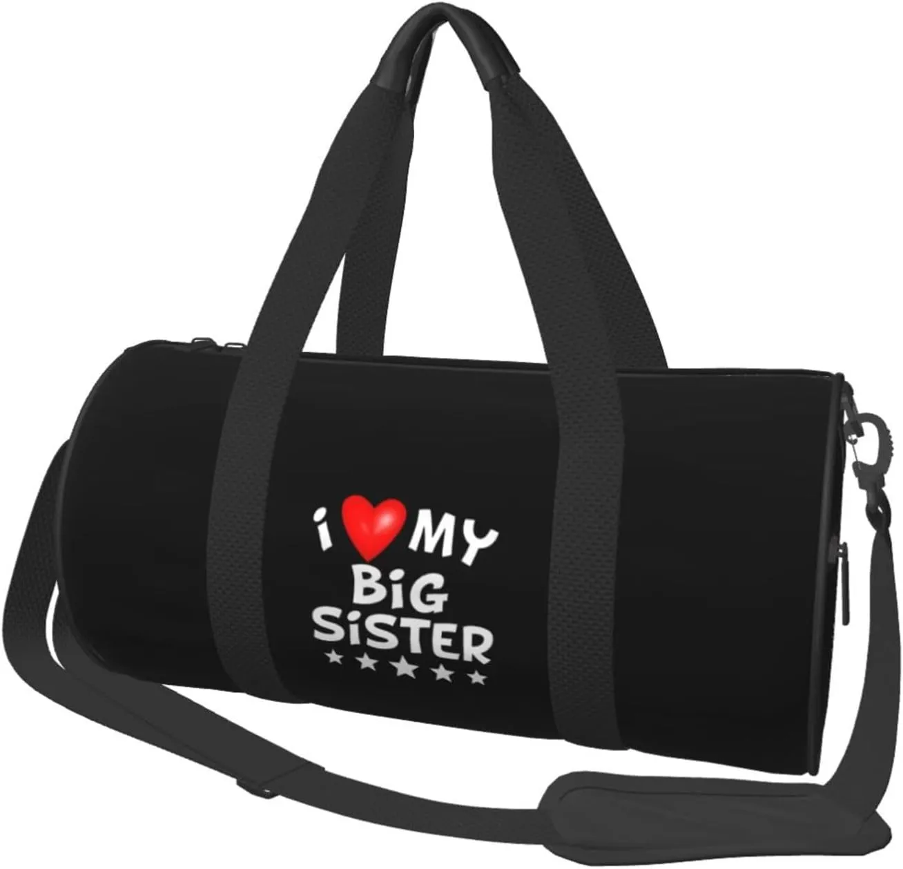 I Love My Big Sister Convertible Garment Bag with Shoulder Strap, Carry on Garment Duffel Bag for Men Women - Rolling Foldable for Travel Luggage Bags (Black)