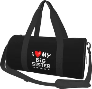 I Love My Big Sister Convertible Garment Bag with Shoulder Strap, Carry on Garment Duffel Bag for Men Women - Rolling Foldable for Travel Luggage Bags (Black)